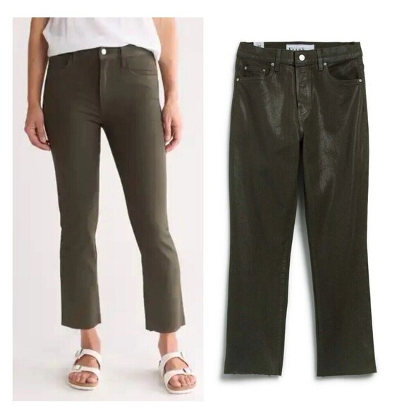 FRANK & EILEEN Cork Everyday Straight Leg Jeans Size 27 Olive Green NEW Wax Coat - Picture 12 of 12